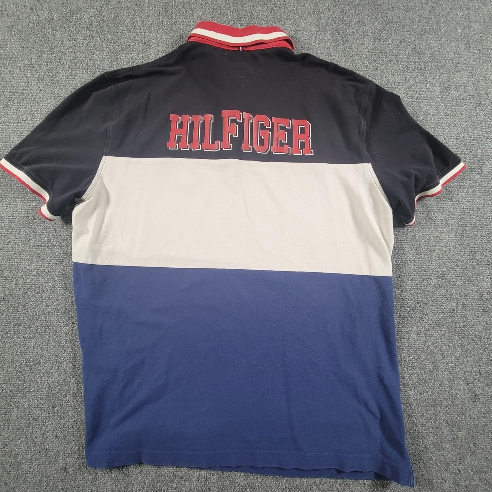 Tommy Hilfiger Shirt Mens 2XL Colorblock Polo Rugby Custom Fit 85 NY Badge - Picture 3 of 6